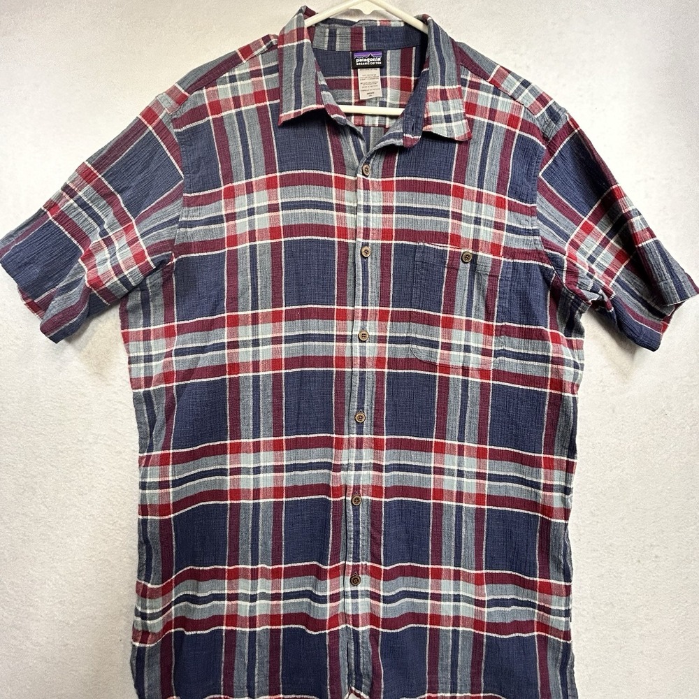 Patagonia Organic CottonPlaid Button Down Shirt Mens XL Short Sleeve Lightweight